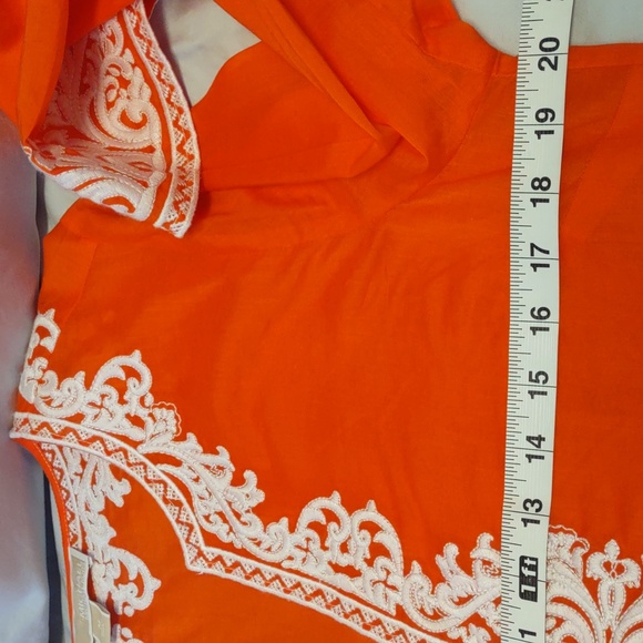 Michael Kors Long Sleeved Orange Embroidered Tunic/Cover Up Size Medium - Picture 8 of 15